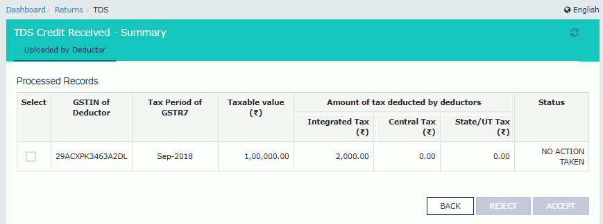 Filing GST form TDS and Credit received image 6