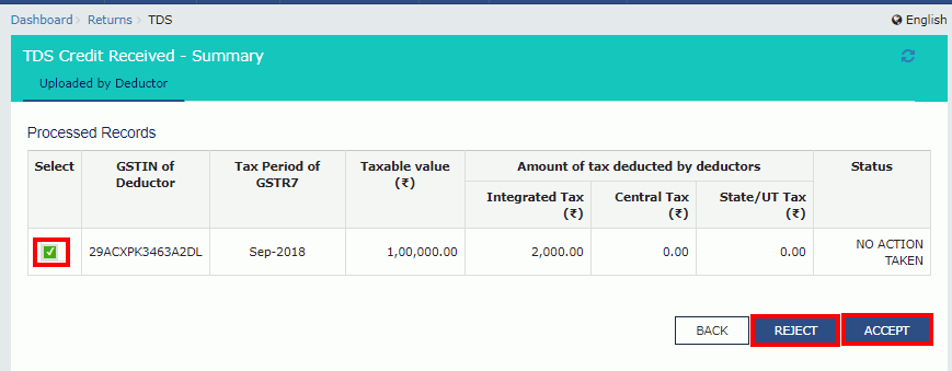 Filing GST form TDS and Credit received image 7
