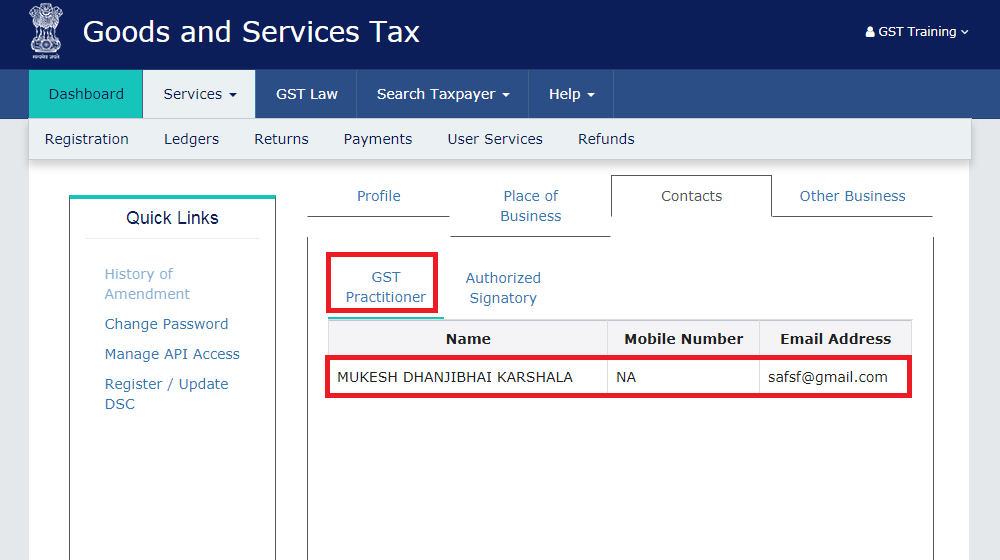 How to engage GST practitioner on portal