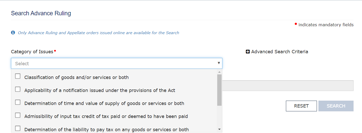 How to search GST Advance Rulings on portal